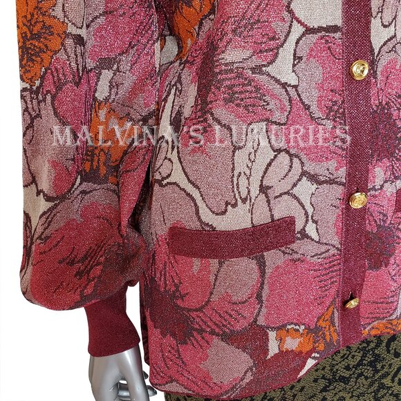 GUCCI SWEATER NOJUM LUREX FLORAL CARDIGAN VOLUMINOUS SLEEVES sz L LARGE - Picture 9 of 16